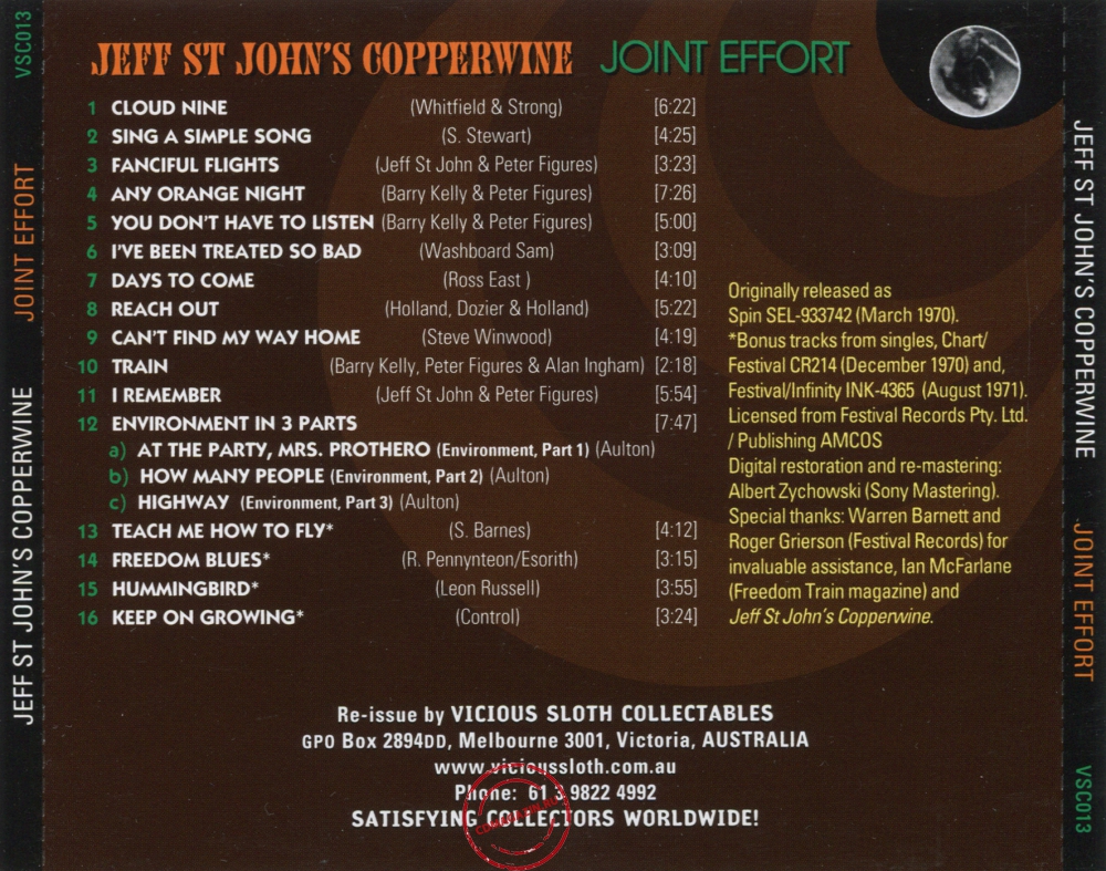 Audio CD: Jeff St John's Copperwine (1971) Joint Effort