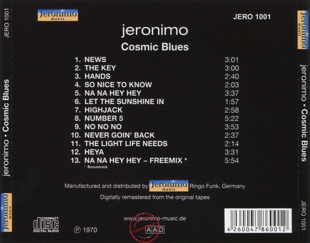 Audio CD: Jeronimo (2) (1970) Cosmic Blues