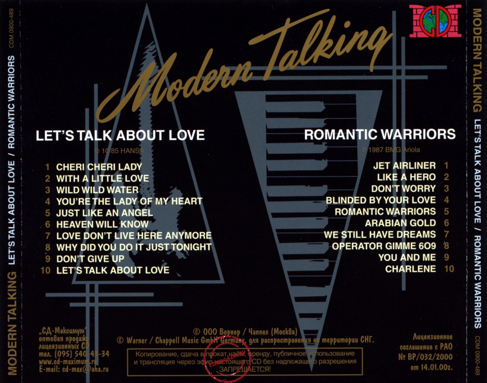 Audio CD: Modern Talking (1985) Let's Talk About Love + Romantic Warriors