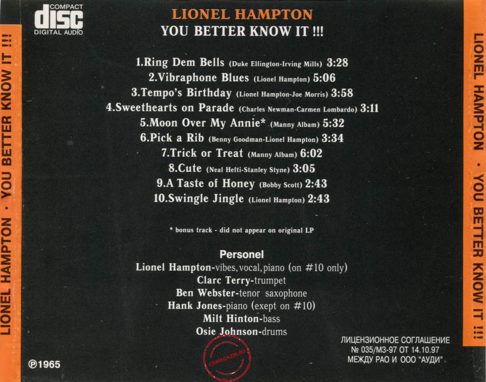 Audio CD: Lionel Hampton (1965) You Better Know It!!!