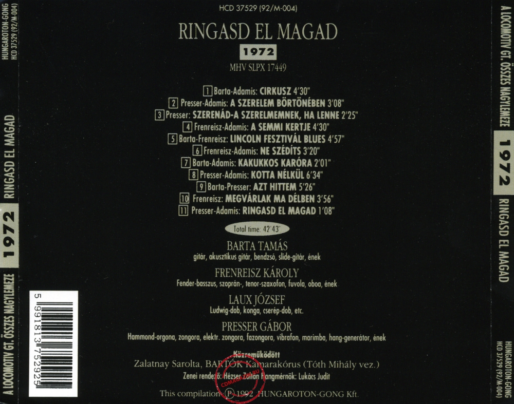 Audio CD: Locomotiv GT (1972) Ringasd El Magad