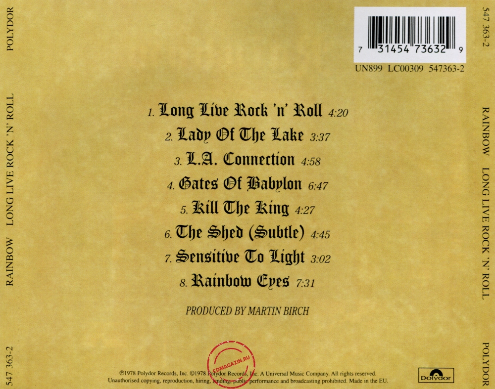 Audio CD: Rainbow (1978) Long Live Rock 'N' Roll Audio CD: Rainbow (1978) Long Live Rock 'N' Roll