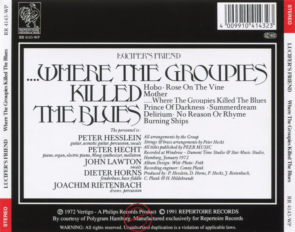 Audio CD: Lucifer's Friend (1972) ....Where The Groupies Killed The Blues