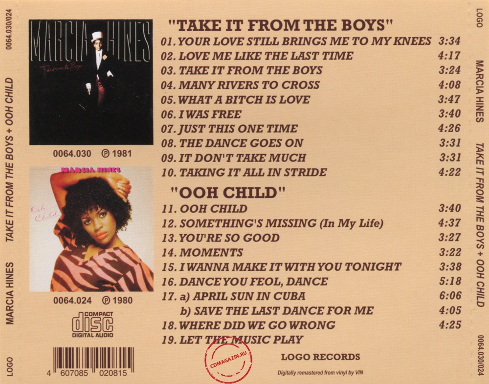 Audio CD: Marcia Hines (1981) Take It From The Boys + Ooh Child Audio CD: Marcia Hines (1981) Take It From The Boys + Ooh Child