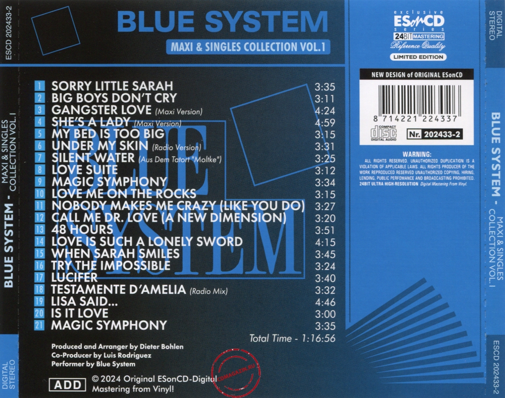 Audio CD: Blue System (2024) Maxi & Singles Collection Vol. 1