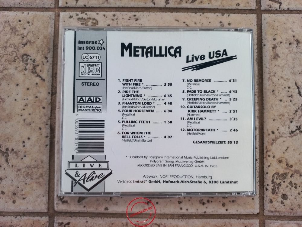 Audio CD: Metallica (1985) Live USA
