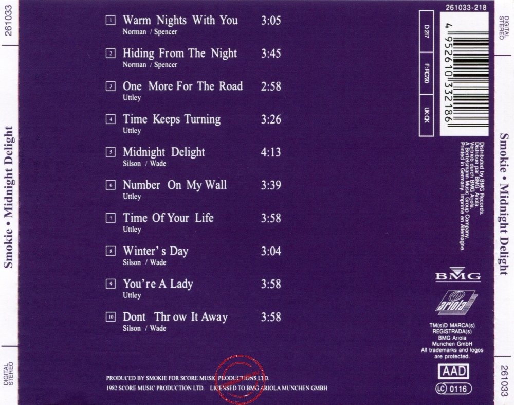 Audio CD: Smokie (1982) Midnight Delight Audio CD: Smokie (1982) Midnight Delight