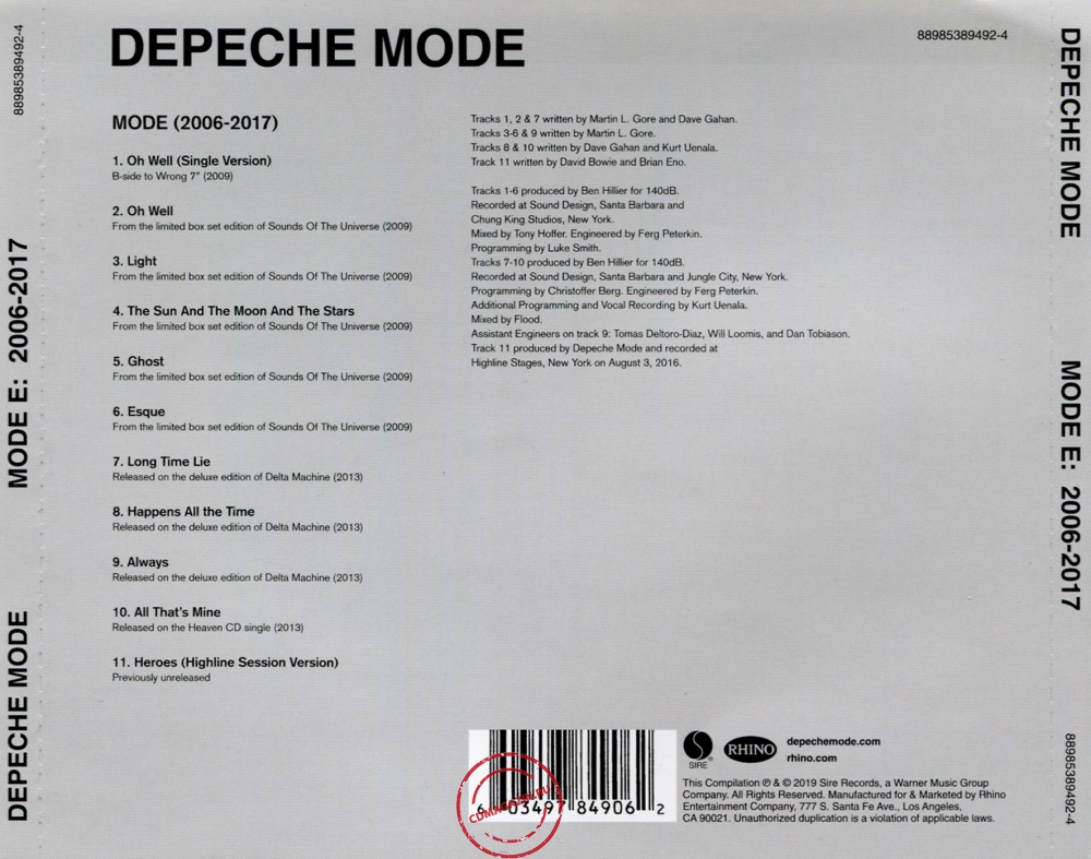 Audio CD: Depeche Mode (2019) Mode E: 2006 - 2017