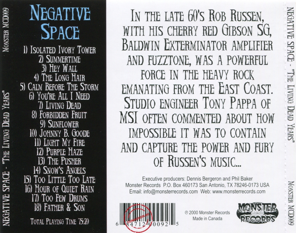 Audio CD: Negative Space (1970) The Living Dead Years