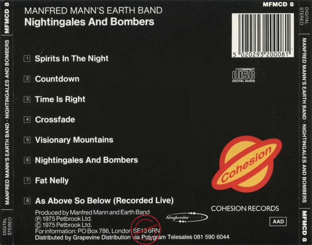 Audio CD: Manfred Mann's Earth Band (1975) Nightingales & Bombers