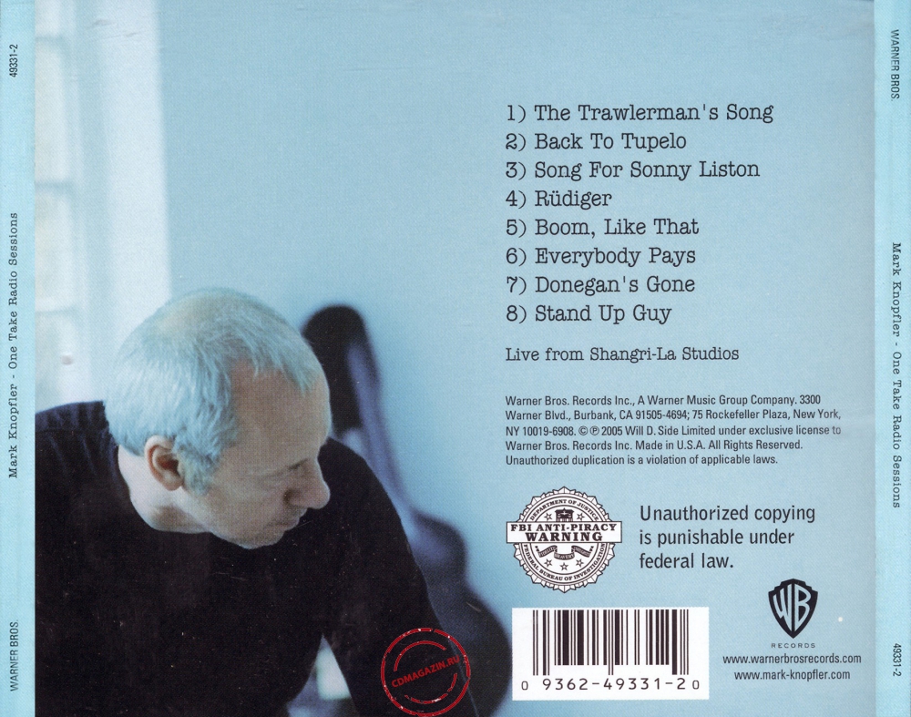 Audio CD: Mark Knopfler (2005) One Take Radio Sessions