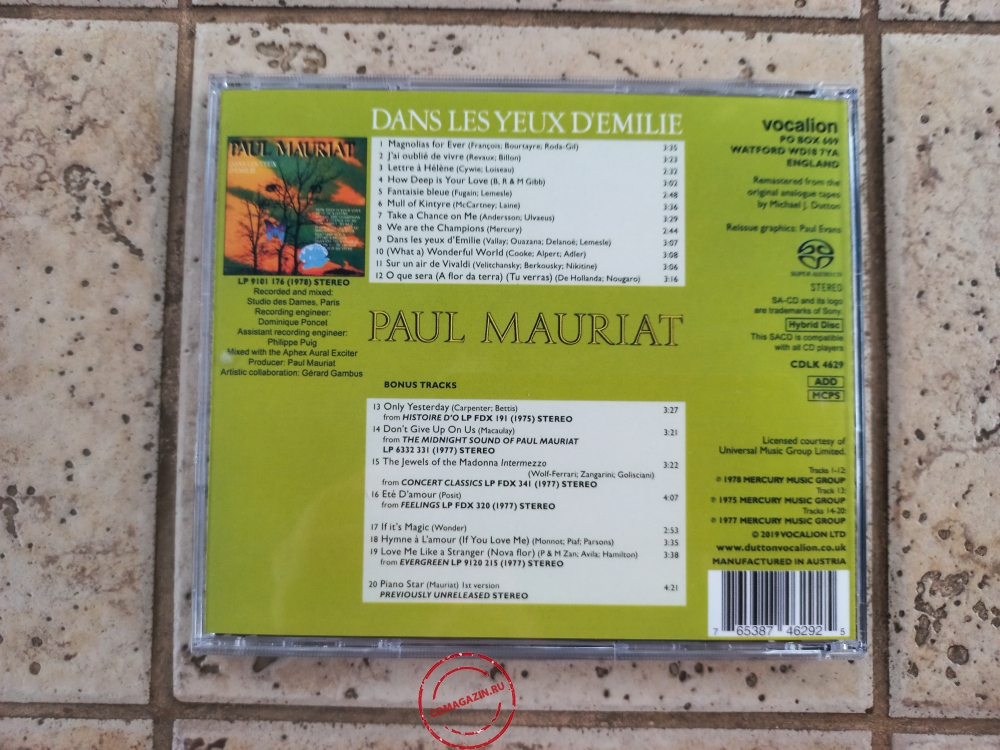 Audio CD: Paul Mauriat (1978) Dans Les Yeux D'Emilie