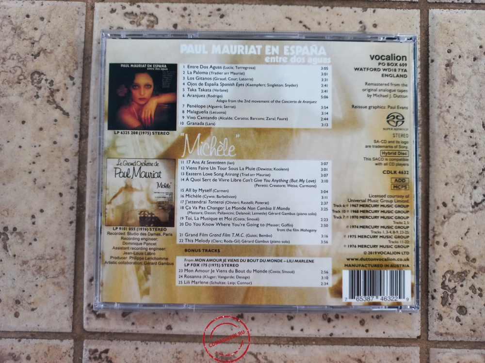 Audio CD: Paul Mauriat (1975) Paul Mauriat En Espana + Michele Audio CD: Paul Mauriat (1975) Paul Mauriat En Espana + Michele