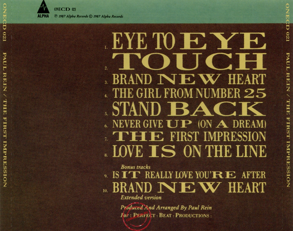 Audio CD: Paul Rein (1987) The First Impression Audio CD: Paul Rein (1987) The First Impression