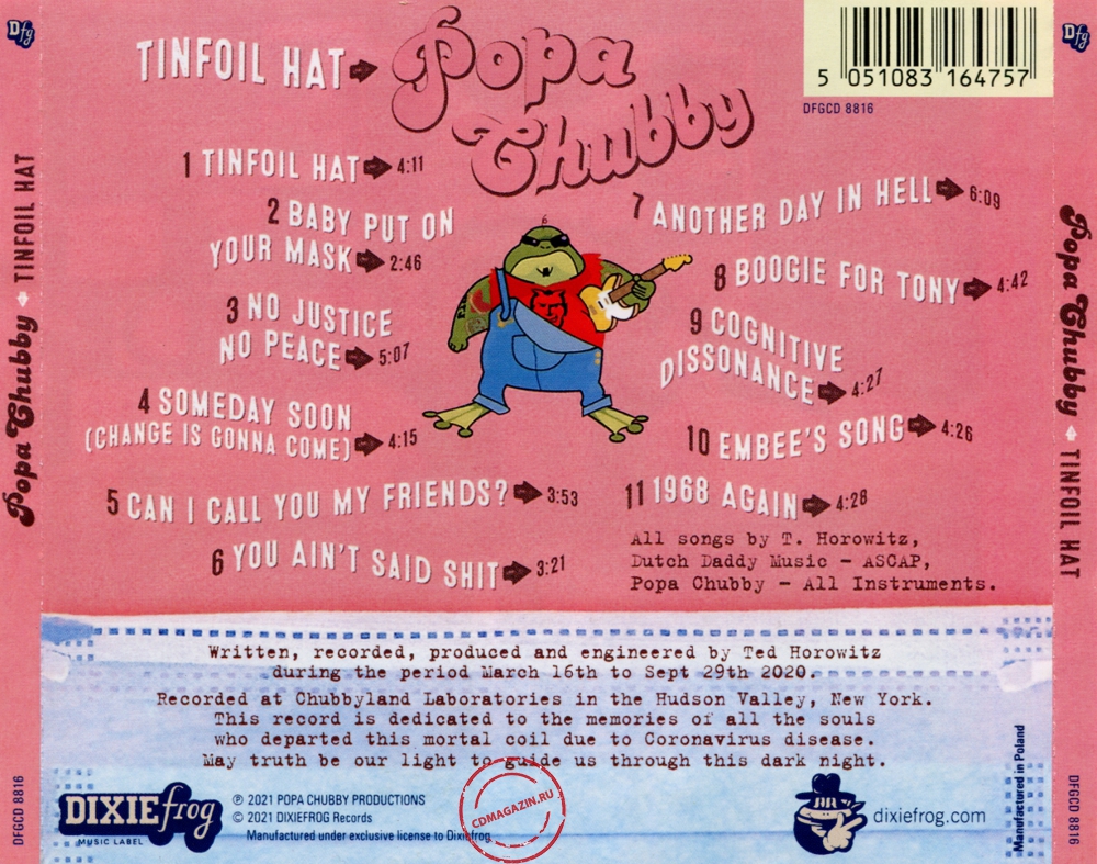 Audio CD: Popa Chubby (2021) Tinfoil Hat