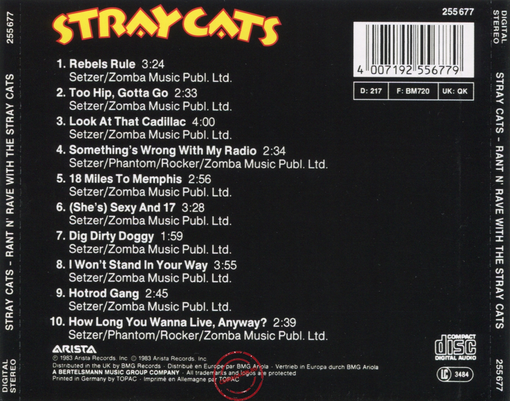 Audio CD: Stray Cats (1983) Rant N' Rave Audio CD: Stray Cats (1983) Rant N' Rave