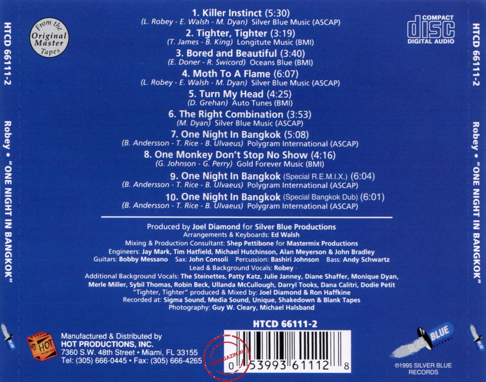 Audio CD: Robey (1985) One Night In Bangkok Audio CD: Robey (1985) One Night In Bangkok