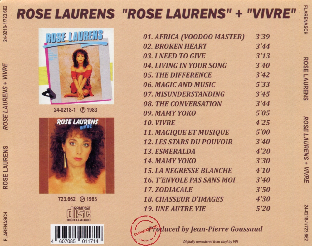 Audio CD: Rose Laurens (1983) Rose Laurens + Vivre Audio CD: Rose Laurens (1983) Rose Laurens + Vivre