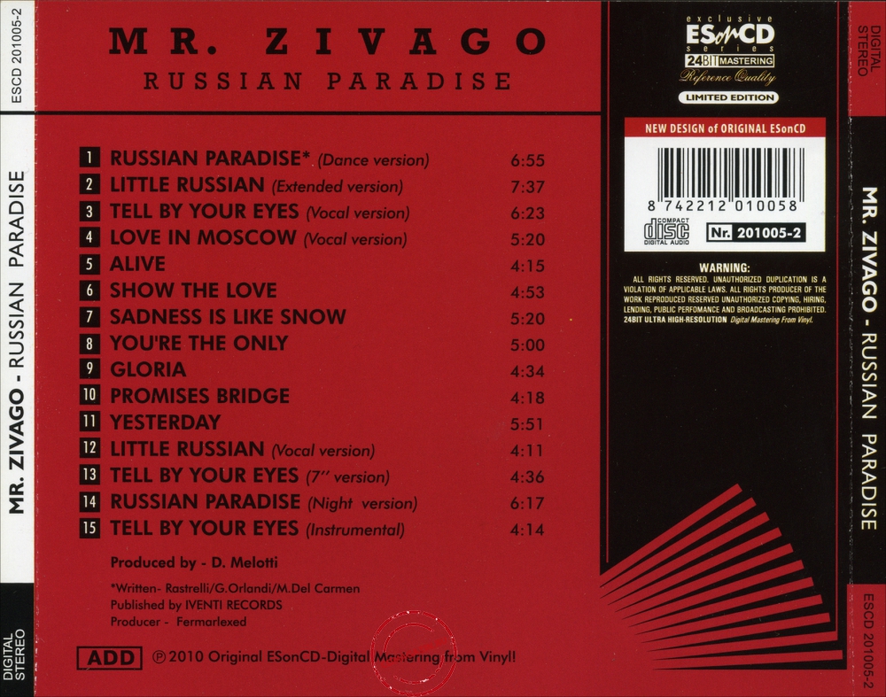 Audio CD: Mr. Zivago (2010) Russian Paradise