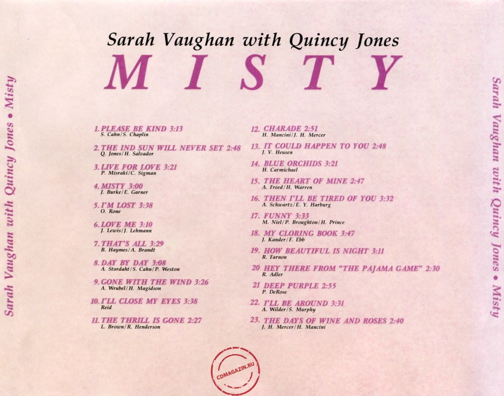 Audio CD: Sarah Vaughan (1958) Misty