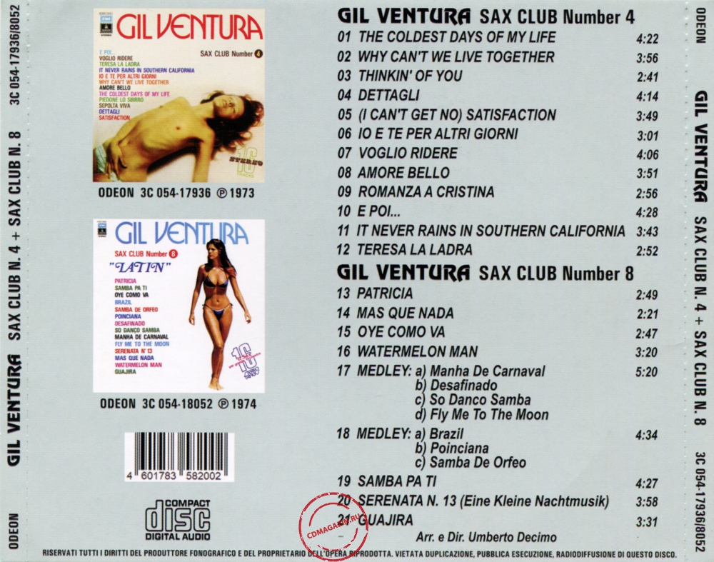 Audio CD: Gil Ventura (1973) Sax Club Number 4 + Sax Club Number 8 Audio CD: Gil Ventura (1973) Sax Club Number 4 + Sax Club Number 8