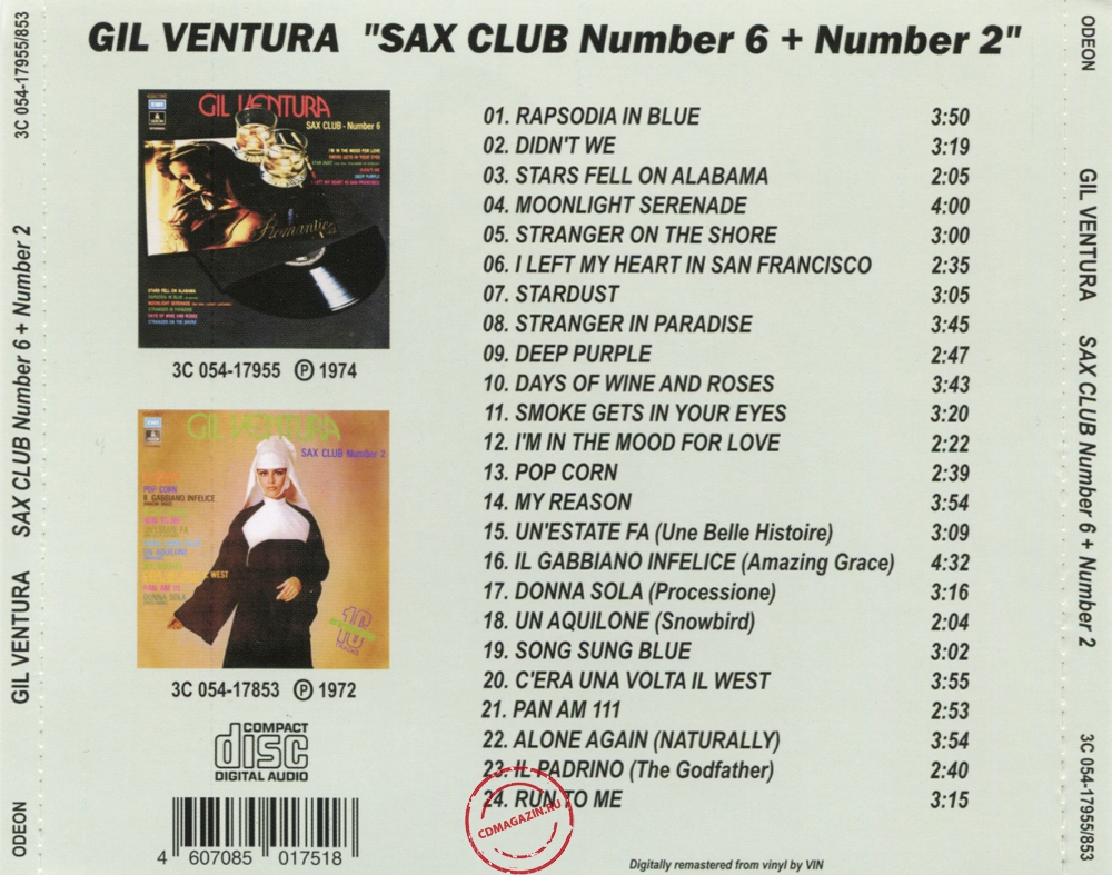 Audio CD: Gil Ventura (1974) Sax Club Number 6 + Sax Club Number 2 Audio CD: Gil Ventura (1974) Sax Club Number 6 + Sax Club Number 2