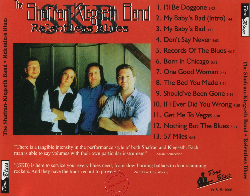 Audio CD: Shafran-Klegseth Band (1998) Relentless Blues Audio CD: Shafran-Klegseth Band (1998) Relentless Blues