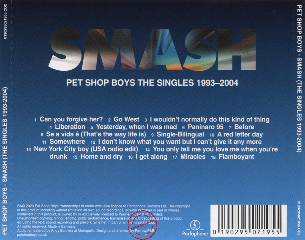 Audio CD: Pet Shop Boys (2023) Smash (The Singles 1993-2004)