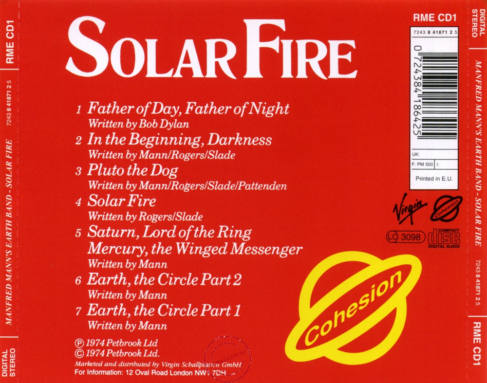 Audio CD: Manfred Mann's Earth Band (1973) Solar Fire Audio CD: Manfred Mann's Earth Band (1973) Solar Fire
