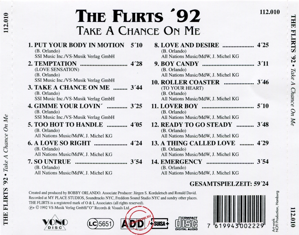 Audio CD: Flirts (1992) Take A Chance On Me Audio CD: Flirts (1992) Take A Chance On Me