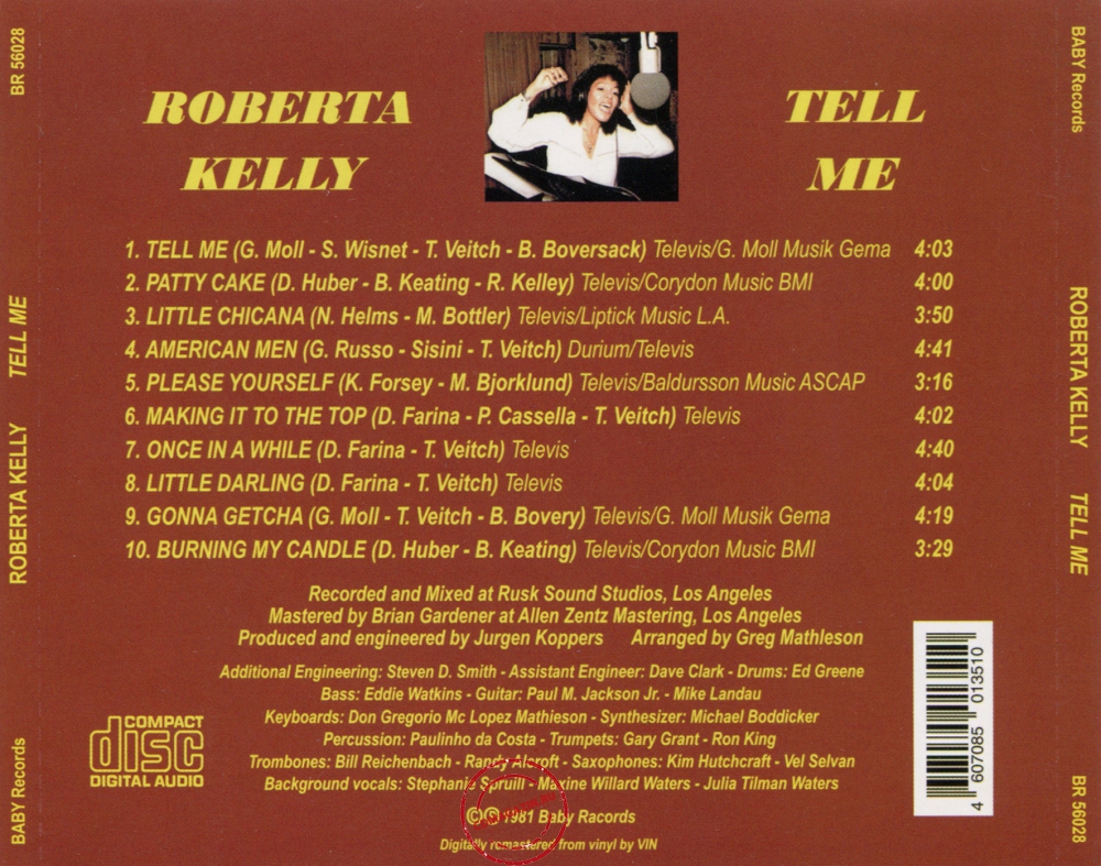 Audio CD: Roberta Kelly (1981) Tell Me