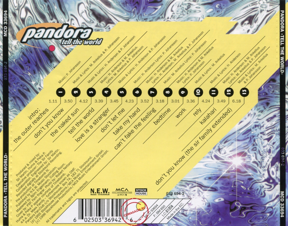 Audio CD: Pandora (1995) Tell The World Audio CD: Pandora (1995) Tell The World