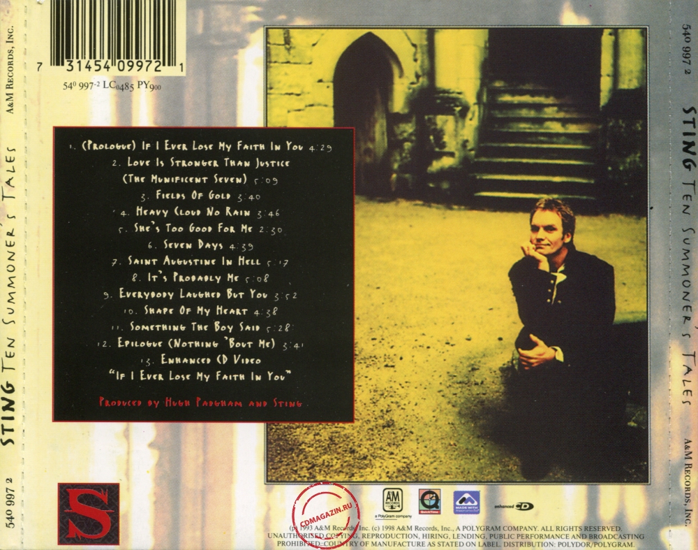 Audio CD: Sting (1993) Ten Summoner's Tales