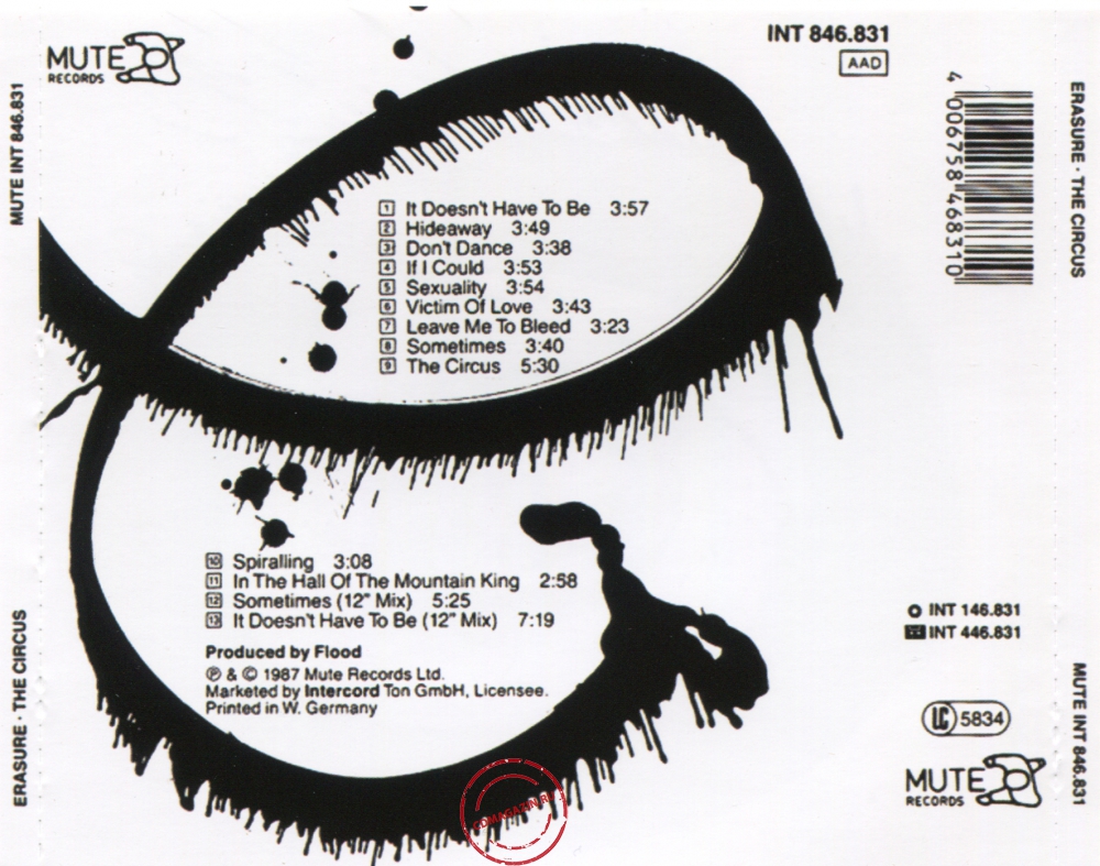 Audio CD: Erasure (1987) The Circus Audio CD: Erasure (1987) The Circus