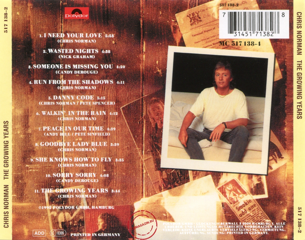 Audio CD: Chris Norman (1992) The Growing Years