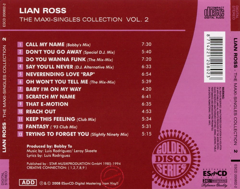 Audio CD: Lian Ross (2008) The Maxi-Singles Collection Vol. 2
