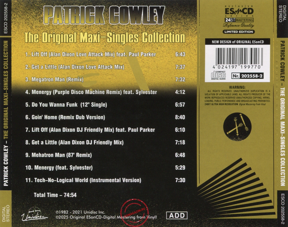 Audio CD: Patrick Cowley (2025) The Original Maxi-Singles Collection Audio CD: Patrick Cowley (2025) The Original Maxi-Singles Collection