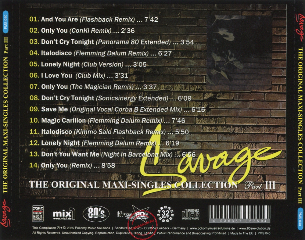 Audio CD: Savage (2025) The Original Maxi-Singles Collection Part III Audio CD: Savage (2025) The Original Maxi-Singles Collection Part III