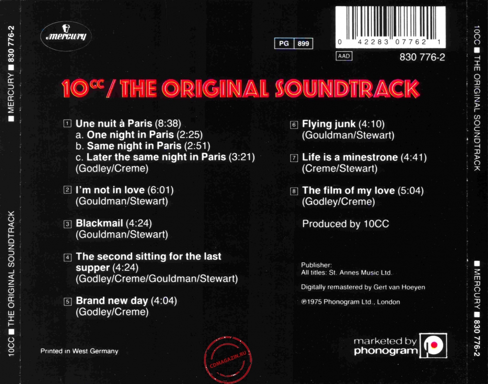 Audio CD: 10cc (1975) The Original Soundtrack Audio CD: 10cc (1975) The Original Soundtrack