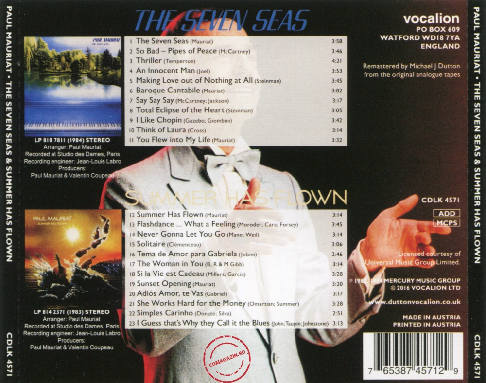 Audio CD: Paul Mauriat (1984) The Seven Seas + Summer Has Flown