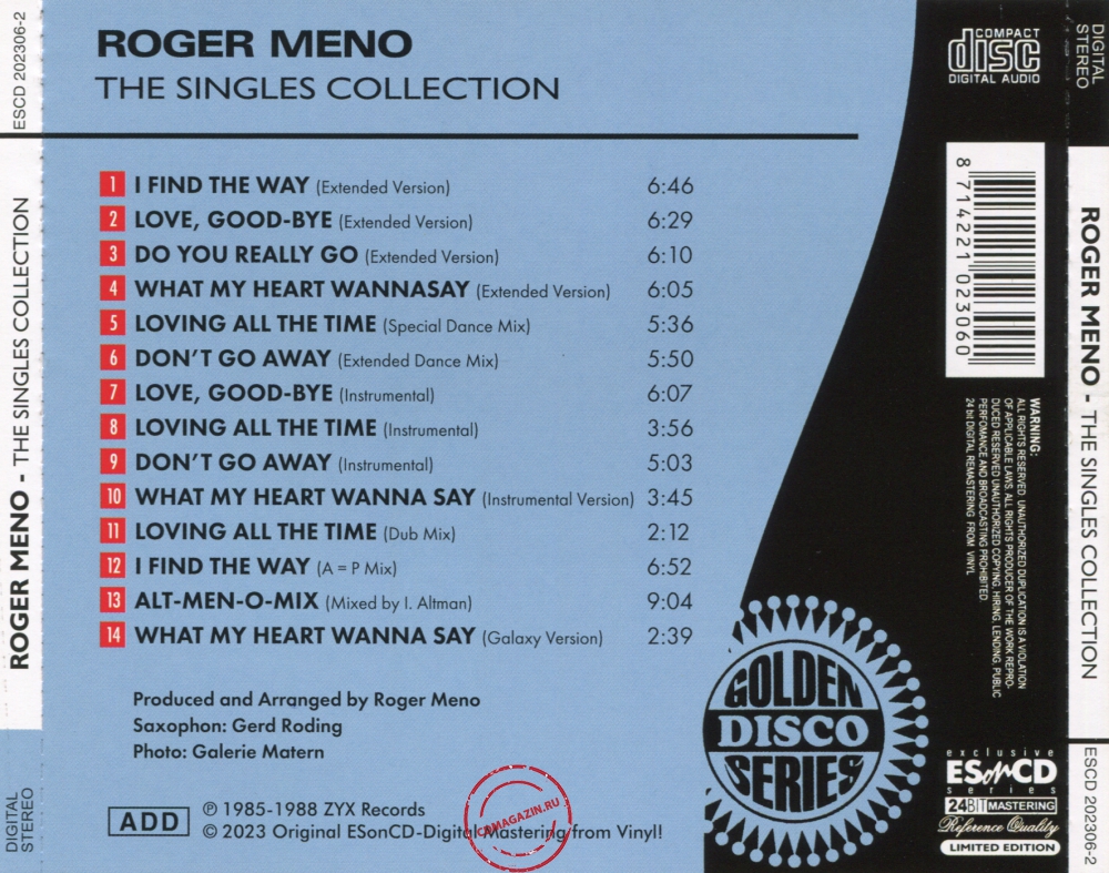 Audio CD: Roger Meno (2023) The Singles Collection