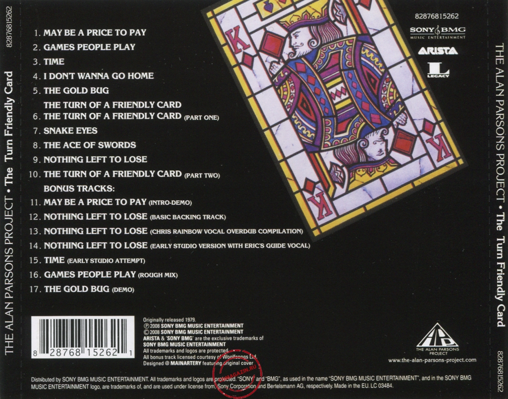 Audio CD: Alan Parsons Project (1980) The Turn Of A Friendly Card Audio CD: Alan Parsons Project (1980) The Turn Of A Friendly Card