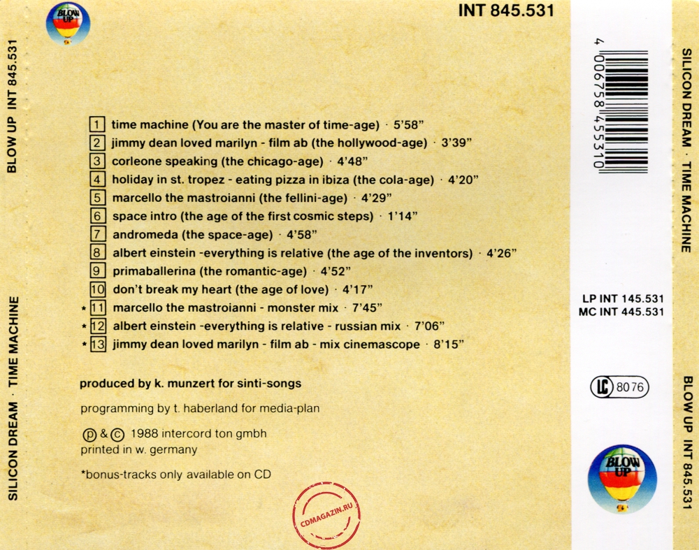 Audio CD: Silicon Dream (1988) Time Machine Audio CD: Silicon Dream (1988) Time Machine