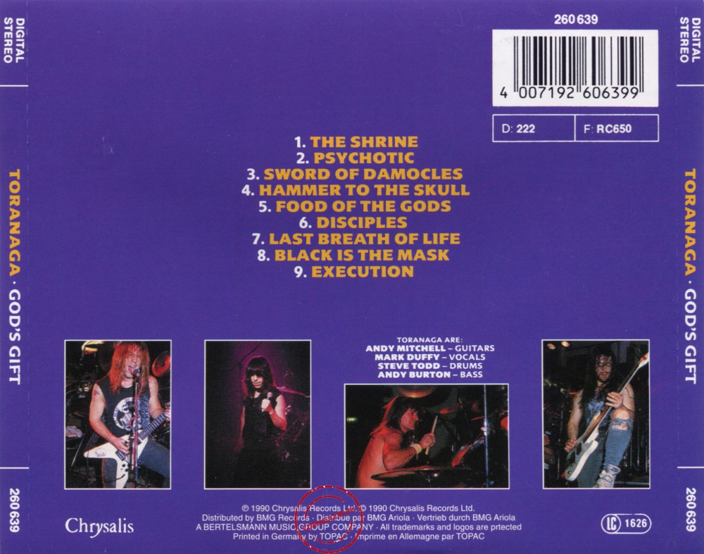 Audio CD: Toranaga (1990) God's Gift Audio CD: Toranaga (1990) God's Gift