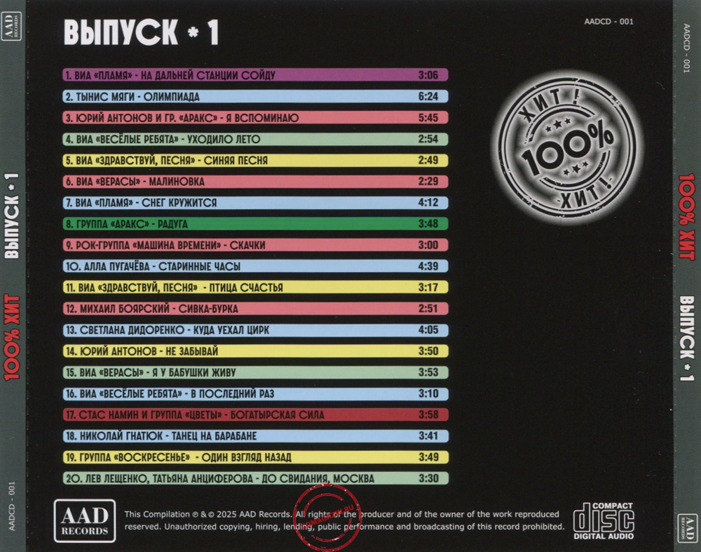 Audio CD: VA СССР 100% Хит (2025) Выпуск - 1