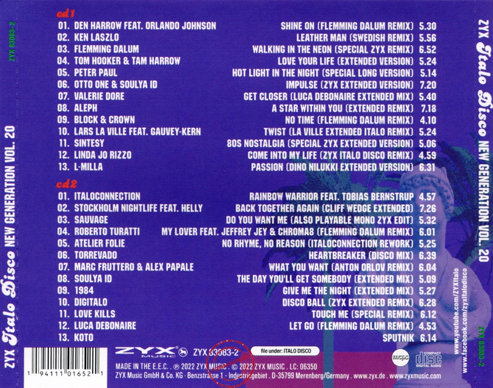 Audio CD: VA ZYX Italo Disco New Generation (2022) Vol. 20
