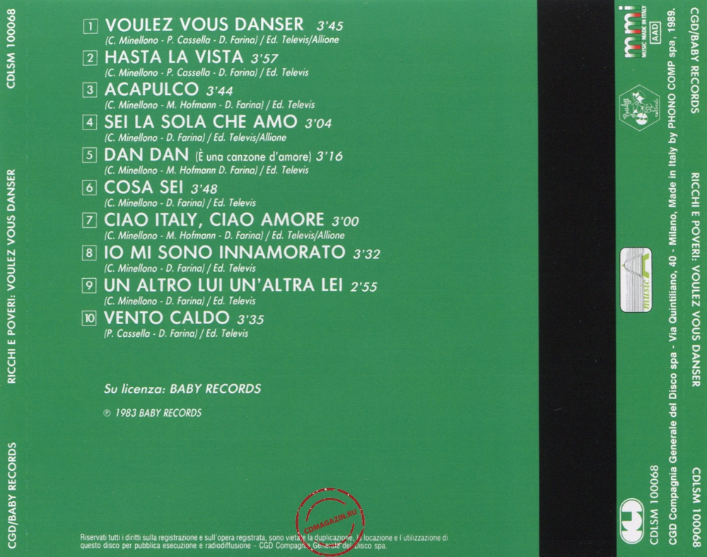Audio CD: Ricchi E Poveri (1983) Voulez Vous Danser