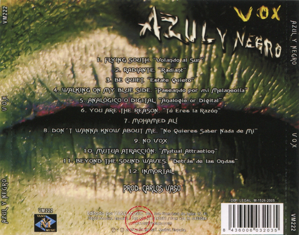 Audio CD: Azul Y Negro (2005) Vox Audio CD: Azul Y Negro (2005) Vox