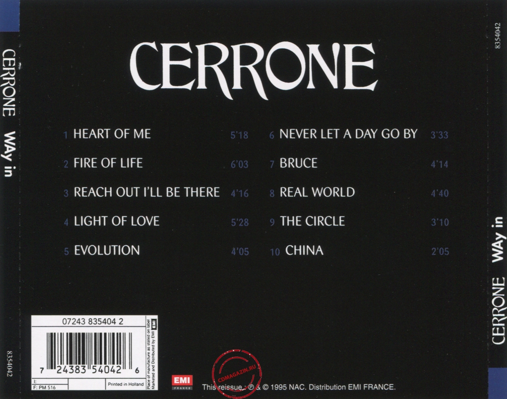 Audio CD: Cerrone (1989) Way In