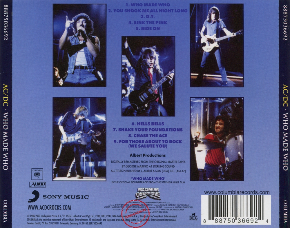 Audio CD: AC/DC (1986) Who Made Who
